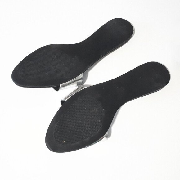 Zara patent metallic silver pool slide sandals, 36 or 41 - Picture 3 of 8